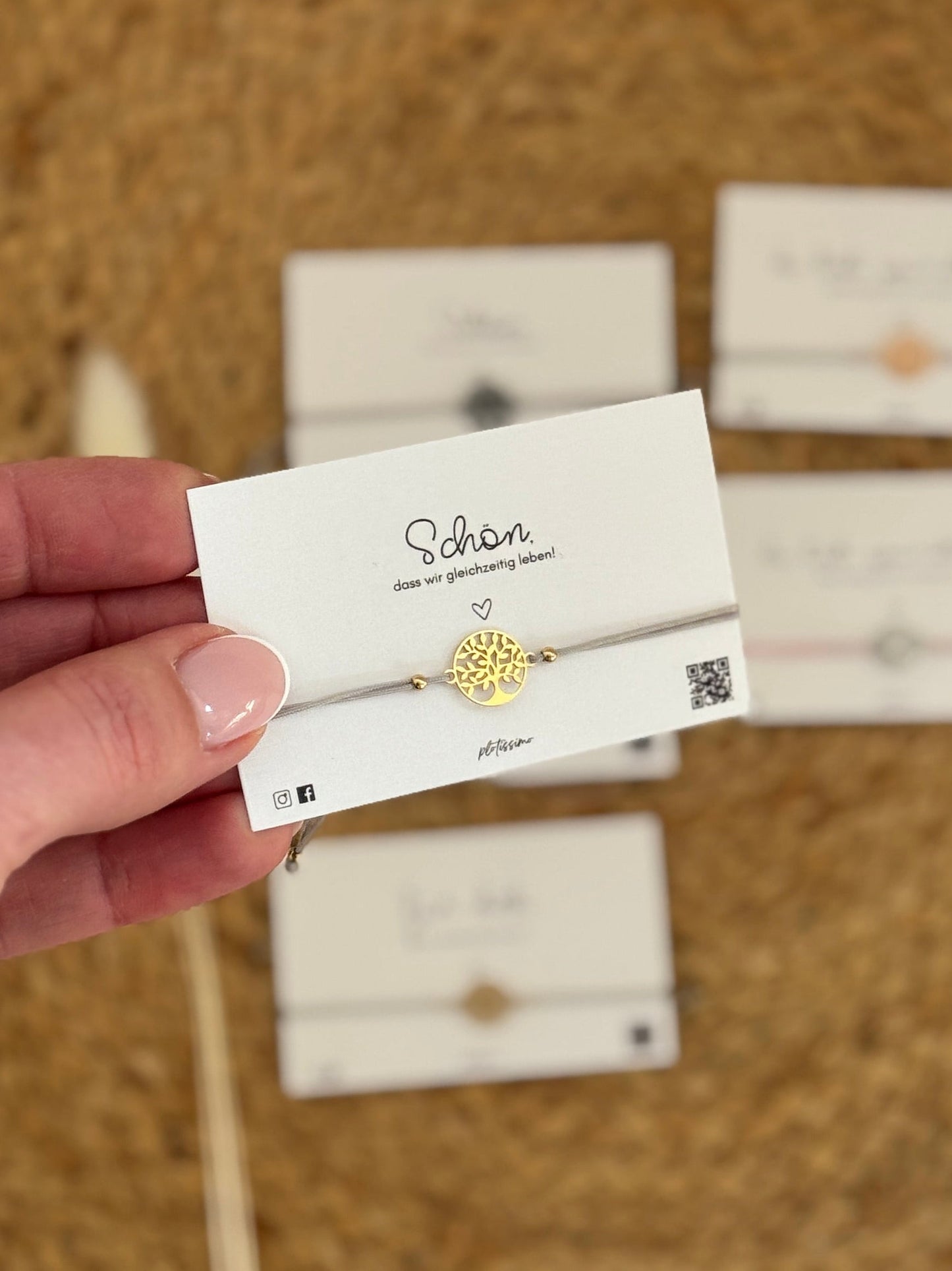 Mandala Armband Lebensbaum silber / grau