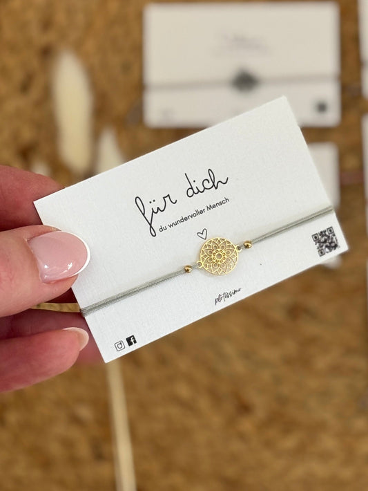 Mandala Armband gold / grau