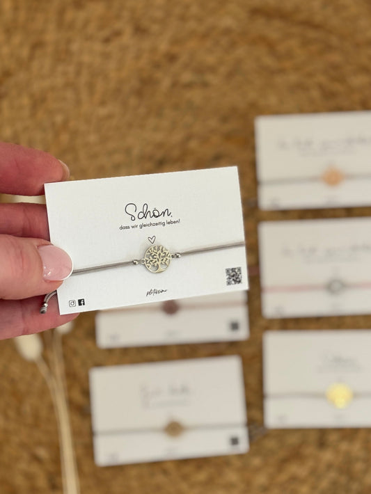 Mandala Armband Lebensbaum silber / grau