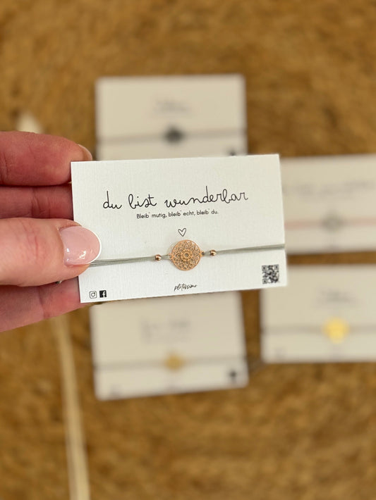 Mandala Armband rosegold / grau