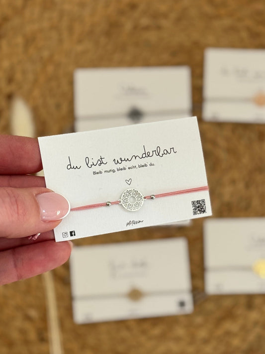 Mandala Armband Lebensbaum silber / rosa