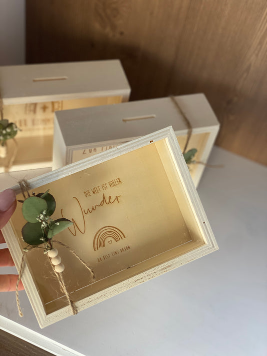 Spardose aus Holz Taufe / Firmung / Kommunion