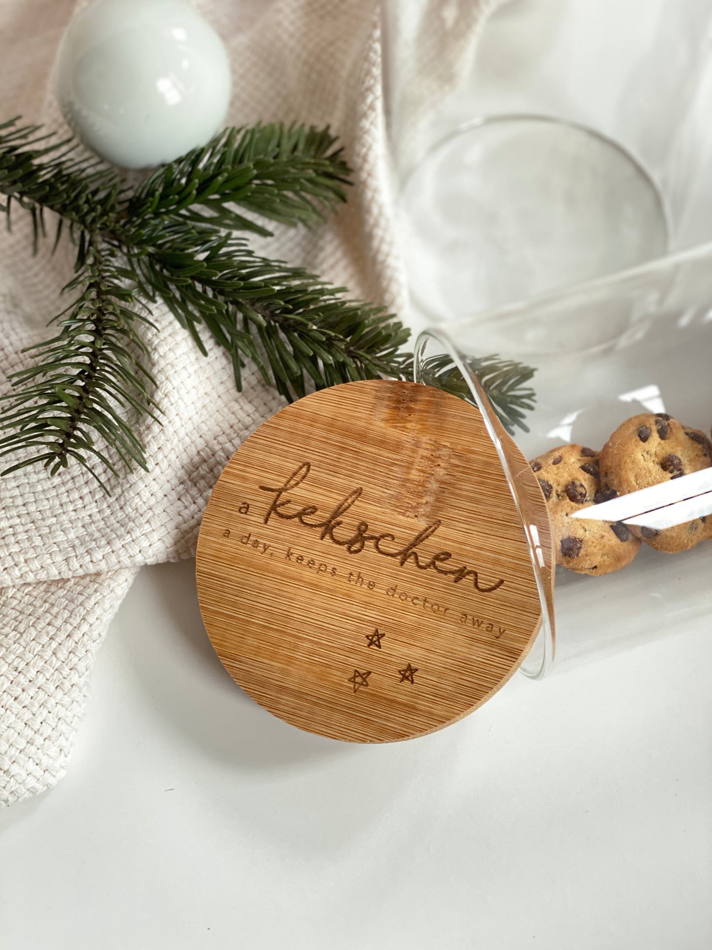 Vorratsdose Glas mit Bambusdeckel Weihnachten